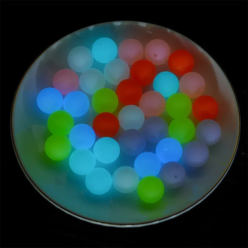 Collier 50pcs 15 mm Perles de silicone lumineuses Food Grade Silicone Pacificier Chaîne Round Perles