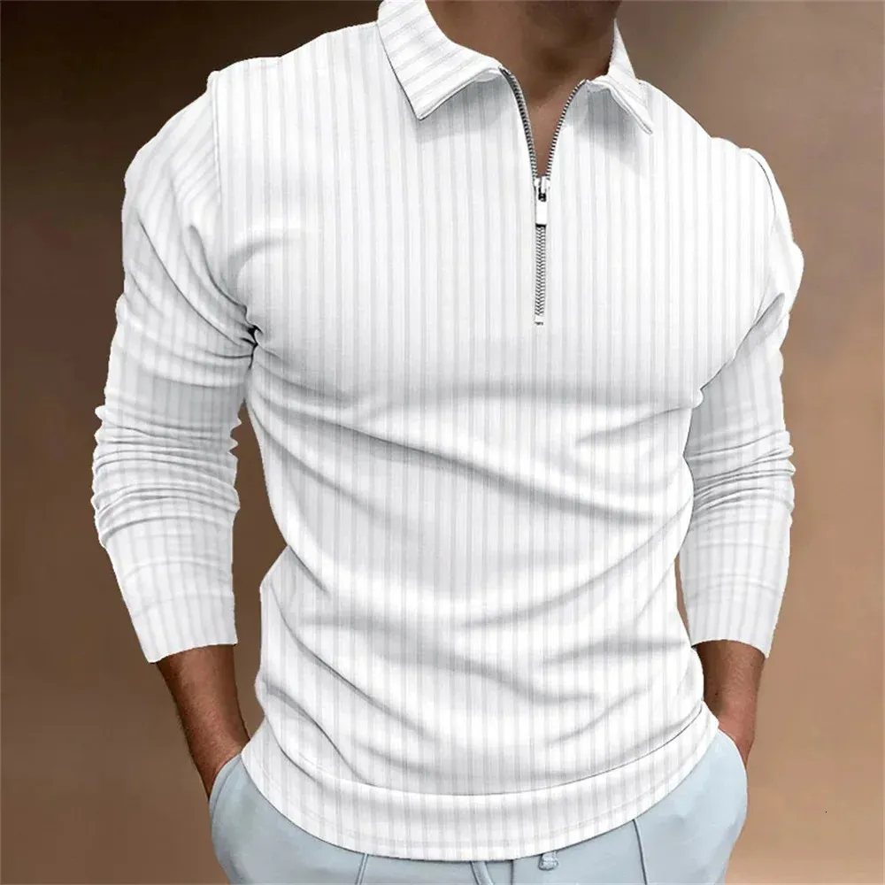 Männer Herbst Und Winter Freizeit Gedruckt Langarm Mode Marke Polo Shirt Männer 2023 Casual Langarm Top Männer Kleidung 240118