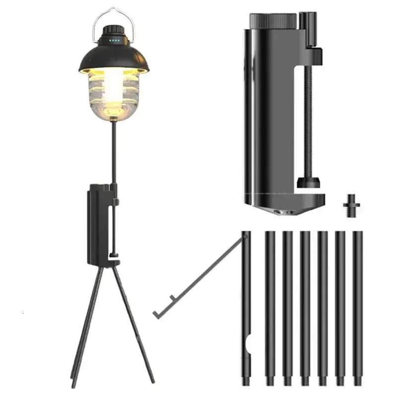 Outdoor Camping Wandelen Aluminium Opvouwbare Lamppaal Draagbare Vissen Hanglamp Bevestiging Standhouder Lantaarnstandaard 240124