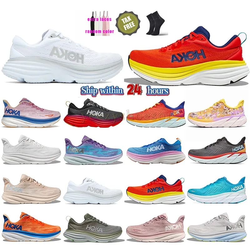 Mulheres Homens Sapatos Ao Ar Livre Desinger Sapatos Hoka One Bondi 8 Clifton 9 Hokas Carbon X 2 Âmbar Amarelo Canção de Verão Low Top Sneakers Triplo Branco Preto Pessoas Livres Esportes