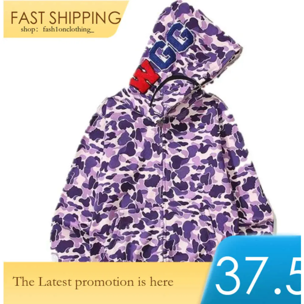 Bape Full Zip Up Shark Woman Camouflage Jacket Hoody Hooded Sweatshirt Man Womens Seater Leng Sleeve Tech Fleece Cardigan 837