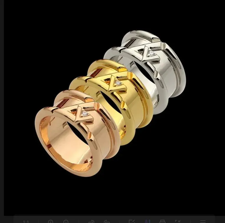 Punk Hommes Nouveau conçu Titane Acier Bijoux Rond monogramme brillant Large Bague femmes hommes Anneaux De Mariage Designer Bijoux Cadeau Saint Valentin