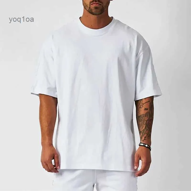 Herr t-shirts Top Men's Blank T-shirt Vitt överdimensionerad retro Solid Color T-shirt Stor storlek Herrens kvinnors mode Kort ärm Mäns T-shirt