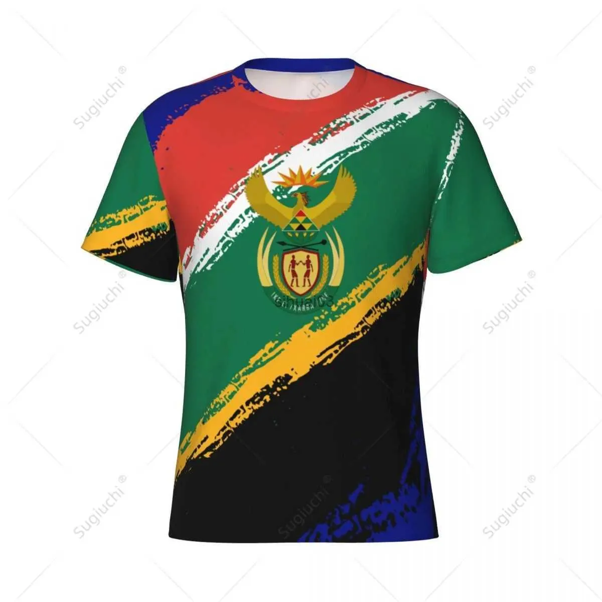 Männer T-Shirts Benutzerdefinierte Name Nunber Südafrika Flagge Farbe Männer Enge Sport T-shirt Frauen T-shirts trikot Für Fußball Fußball Fans