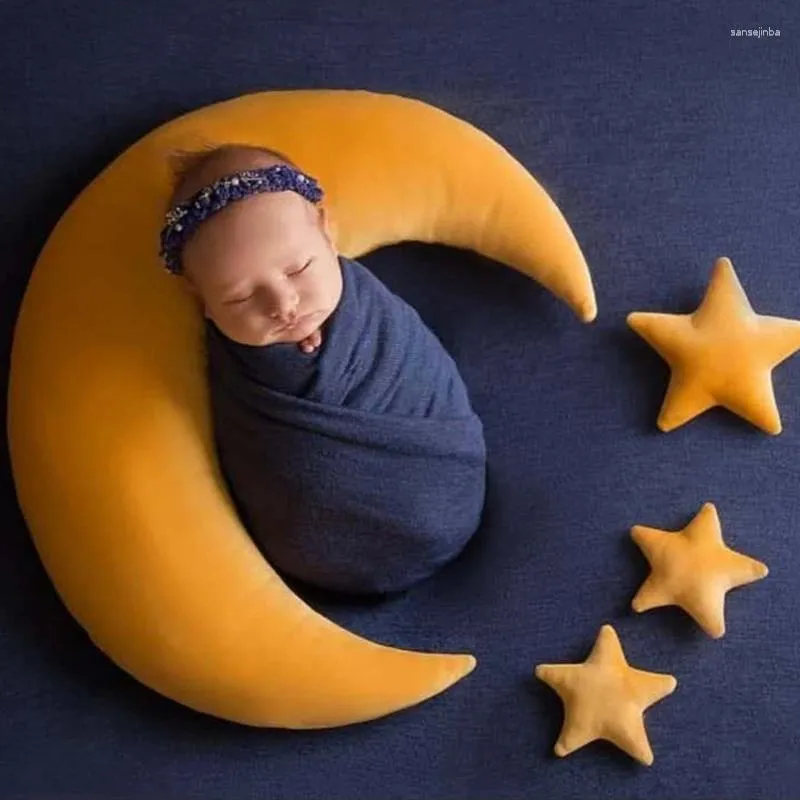 Filtar baby posera bönor mån kudde stjärnor set född pografi rekvisita spädbarn po skytte tillbehör