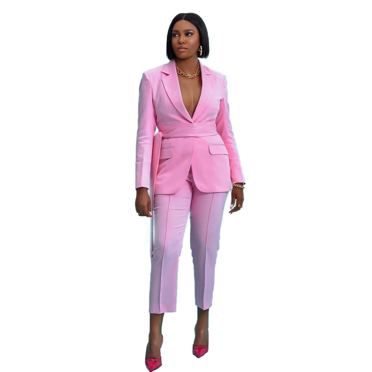 Lot De 2 Pantalons Mère De La Mariée En Mousseline De Soie - Ensemble Col V Élégant Pour Mariage Et Soirée