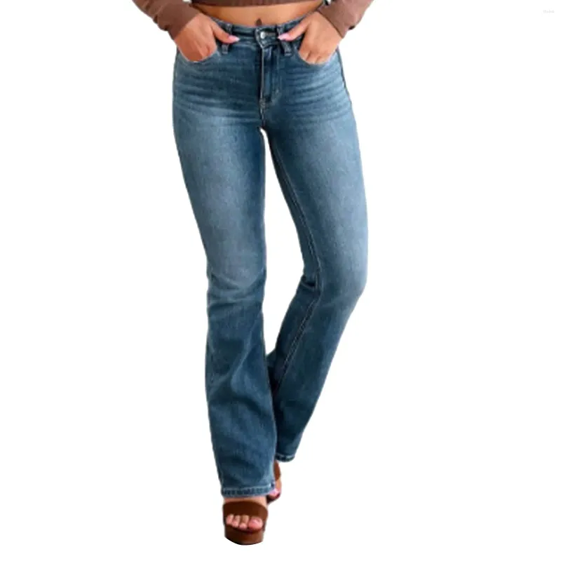 Jeans pour femmes Bleu Micro-Pull Denim Pantalon Printemps Été Femmes 2024 Élastique Taille Haute Rétro Classique Flare Pantalon Bootcut
