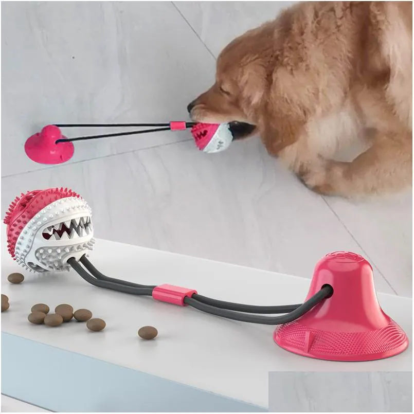 Dog Toys Tuggar PET MOLAR BITE MTIFUNCTION GUBBER PETS TUG BULL PAPPY SUCTION CUP PL FÖR HUNDAR RENGING Tänder Drop Delivery Home GA OTM0G