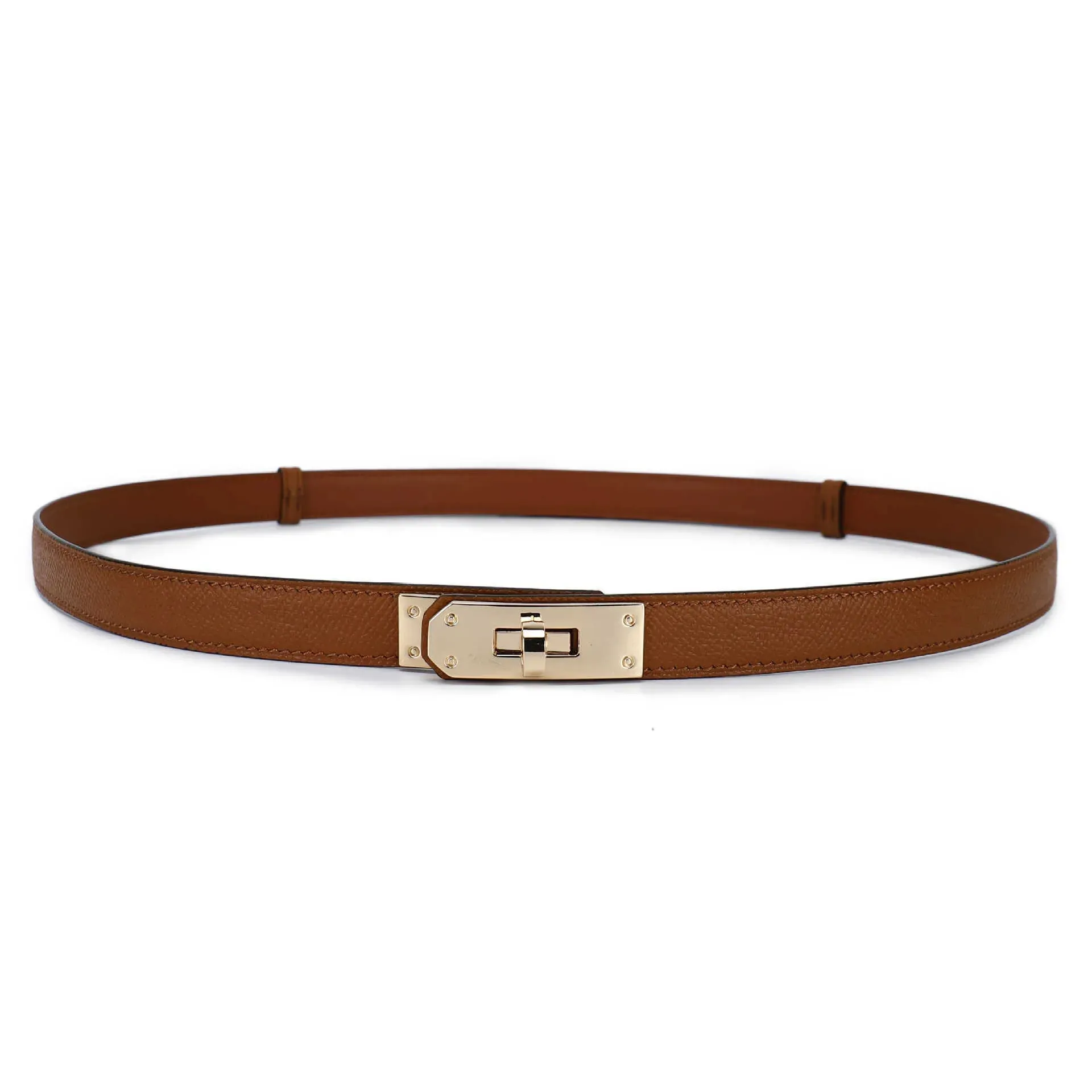 Genuine Leather Belt for Men with 1.8cm Width and Golden 