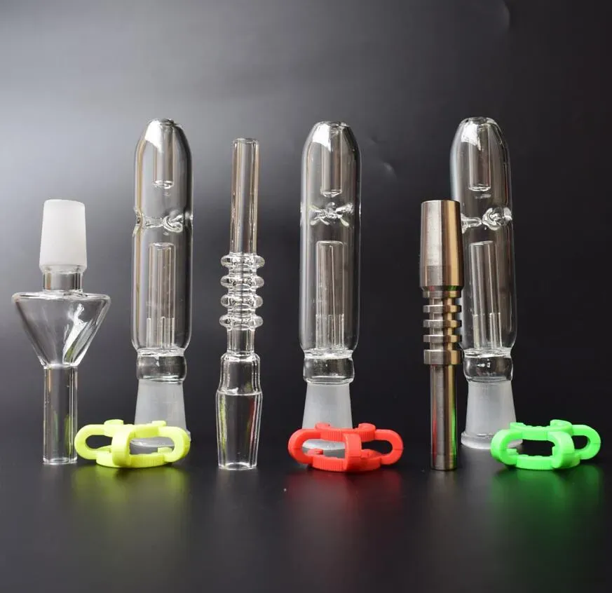 14mm 18mm Mini Nectar Collector Kit med Titanium Tip Nail Quartz Tip Plastic Keck Clip Dab Straw Oil Rigs Concentrate Glass Pipes ZZ