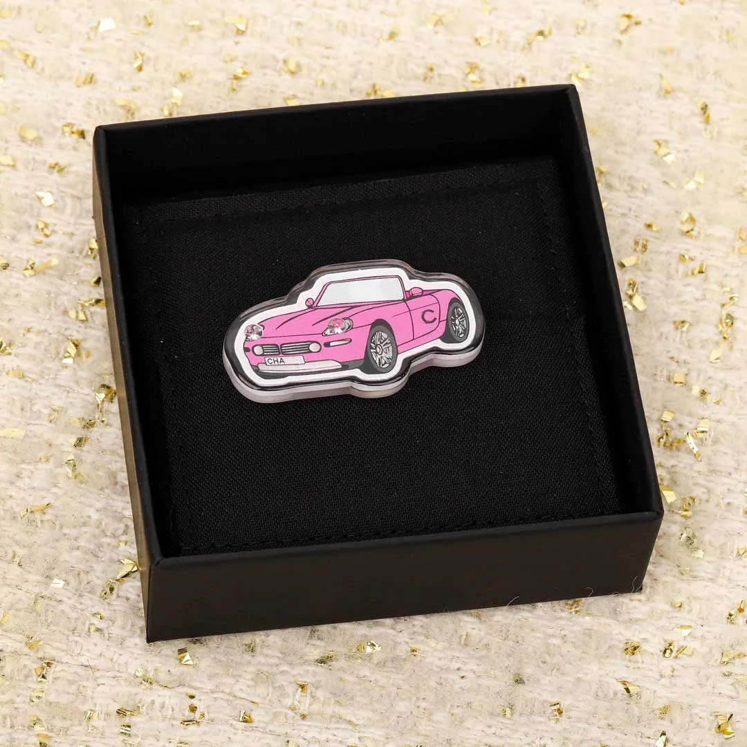 2024 Luxury quality charm brooch with fuchsia color and acrylic material have stamp box PS3864A