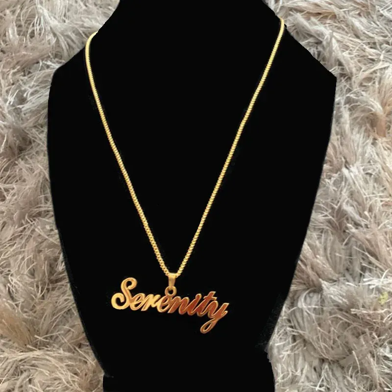 Necklace Box Chain Custom Jewelry Personalized Name Pendant Necklace Handmade Detachable Cursive Nameplate Choker Women Men Christmas