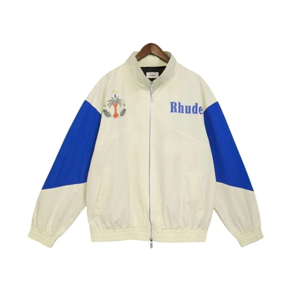 Rhude-Jacke, Designer-Herrenjacke in Originalqualität, High Street, trendige Marke, Kokosnussbaumfarben, Hip Hop, trendige, lässige Strickjacke mit Reißverschluss, Hose