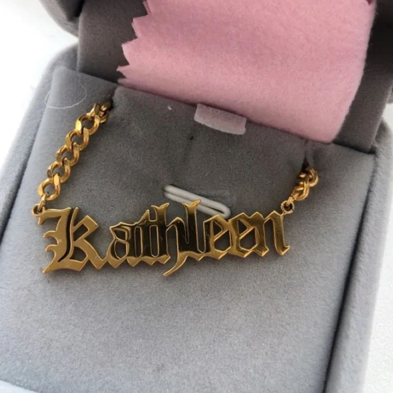 Necklace V Attract Customized Old English Font Name Necklace Women Stainless Whip chain Letter Pendant Choker Necklace Jewelry gift