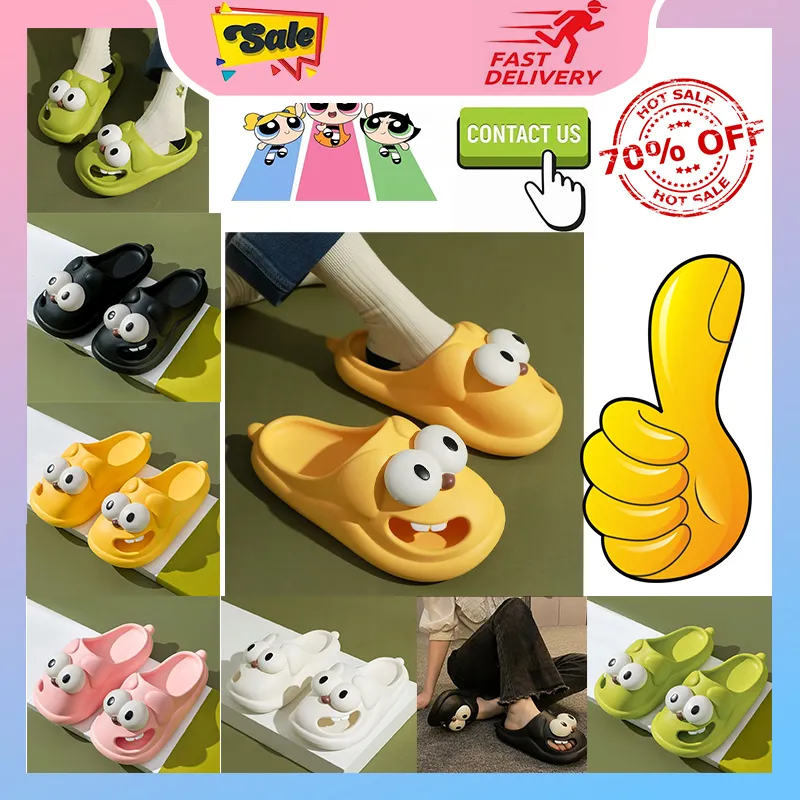 Designer Casual Plataforma Big Eyed Cute Hole Chinelos Homens Mulher Anti-resistente Respirável Low Cut Solas Macias Sandálias Flat Simples Cool Summer Beach Slipper