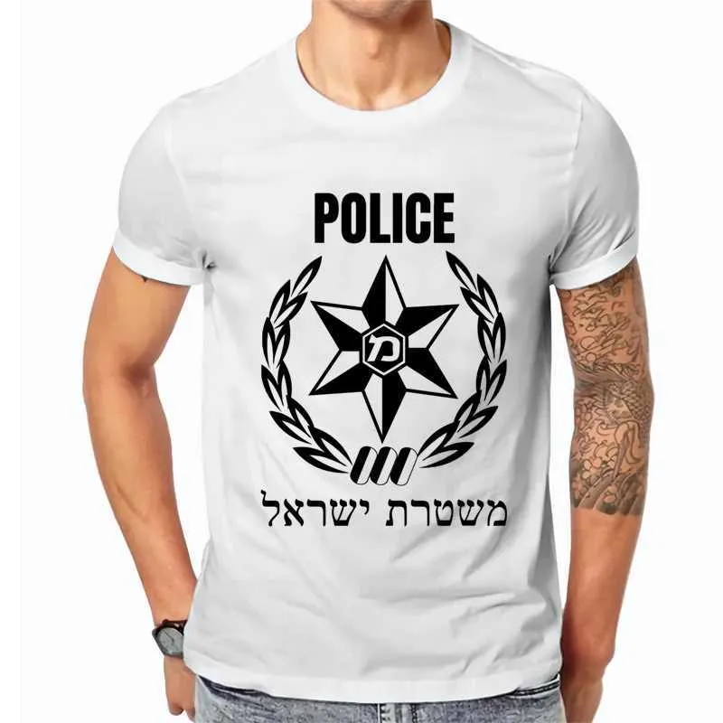 Mäns t-shirts israeliska polisman t shirt idf israel armé elit t-shirt kort ärm man thirt sommar hip hop cops tees hajuku streetwear