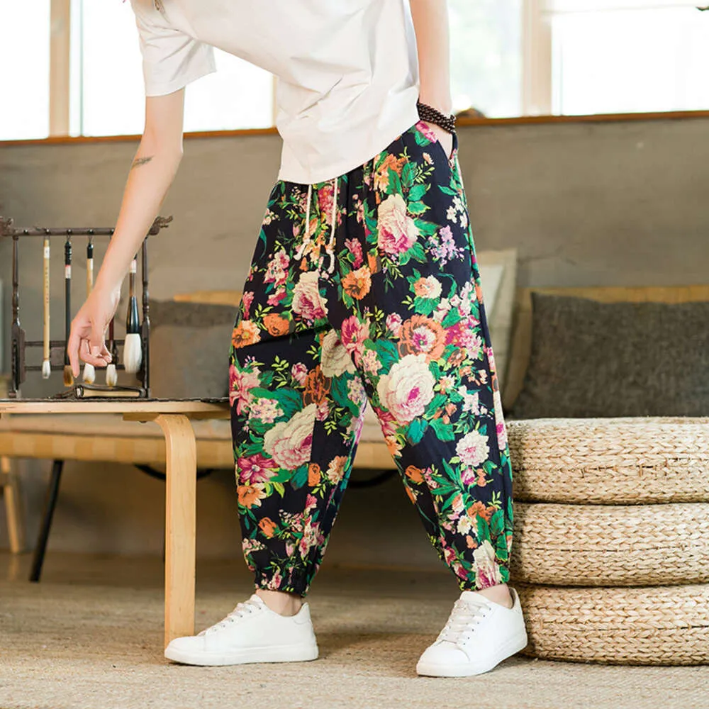 Spring And Autumn New Trendy Chinese Style Men's Casual Pants Thin Cotton Hemp Harlen Pants Retro Men's Lantern Pants