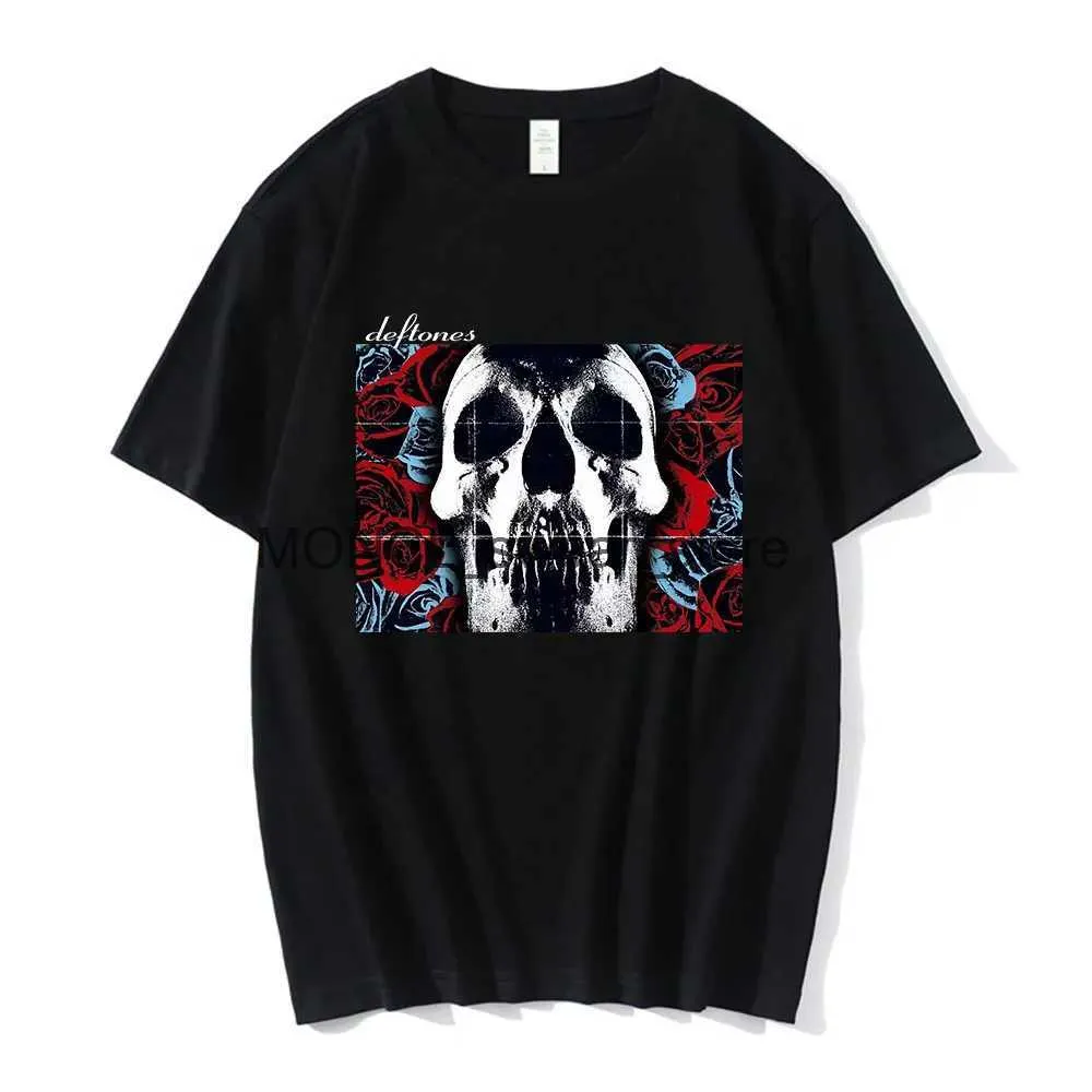 T-shirt da uomo Rock Band Deftones T-shirt con stampa teschio T-shirt da uomo punk hip hop in cotone T-shirt vintage gotica maschile oversize streetwearH24129