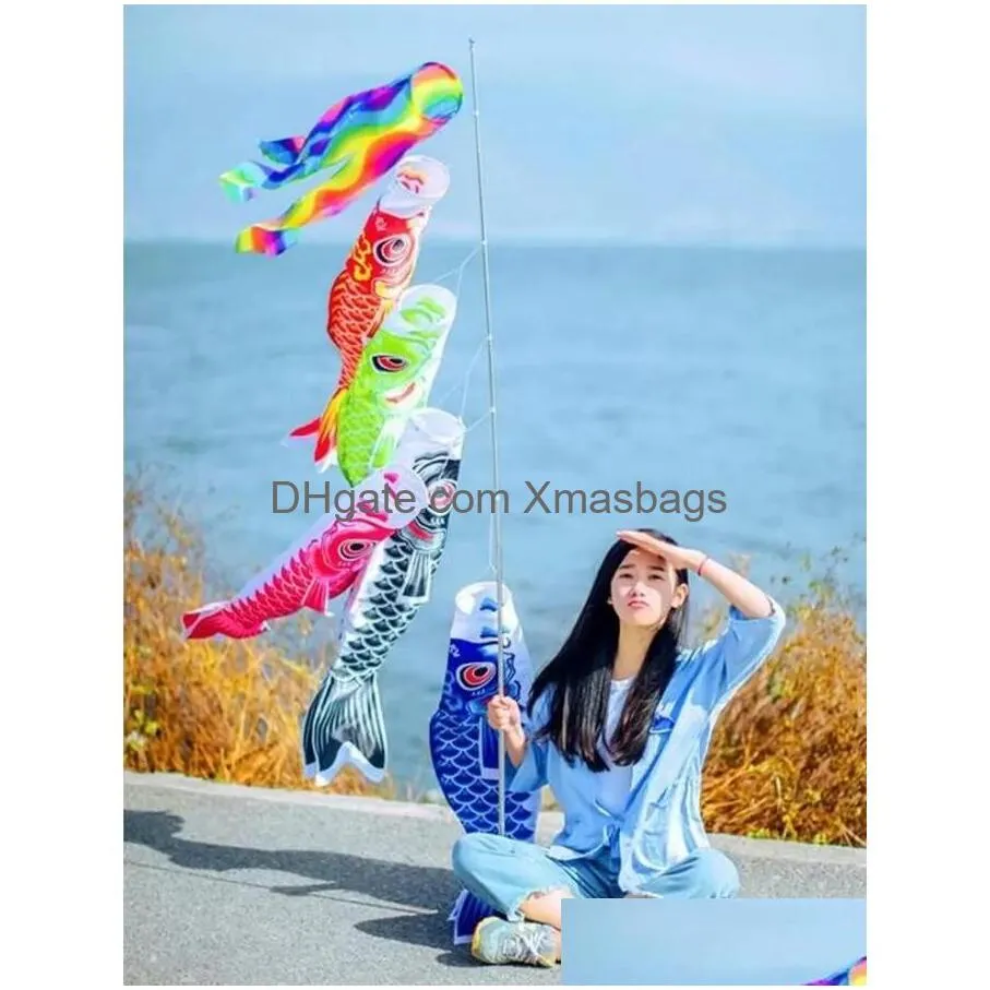 Bandeira bandeiras dos desenhos animados peixe vento meia bandeira colorf estilo japonês windsock carpa mini koinobori presentes fishs streamer festa em casa decorati dh13r