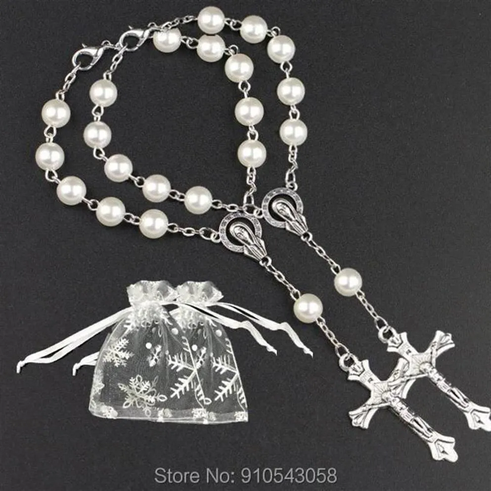 Party Favor Simplewoo First Communion Gifts Baptism Rosary Favors Recuerdos De Bautizo Quinceanera WHITE SILV Pack Of 12pcs243v