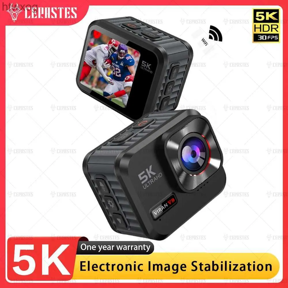 Sportactievideocamera's CERASTES Actiecamera 5K 4K60FPS WiFi Anti-shake Dubbel scherm 170 Groothoek 30 m Waterdichte sportcamera met afstandsbediening YQ240129