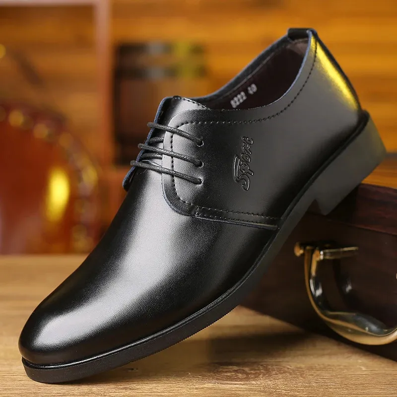 Männer Casual Schuhe Künstliche Pu Leder Punkt Kappe Business herren Schuhe Schwarz Klassische Feste Farbe Mode Chaussure Homme 240118