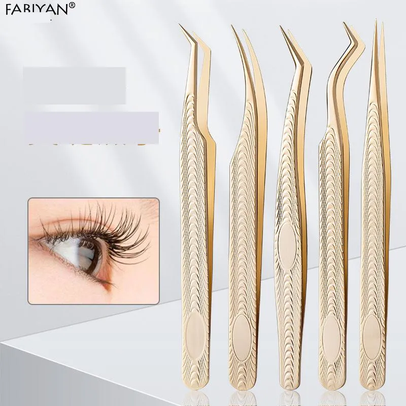 Mascara High Precision Chinese False Eyelash Tweezers Gold Feather Clip Ukraine Grafting Blossom Beauty Division Tools Drop Delivery Othnp