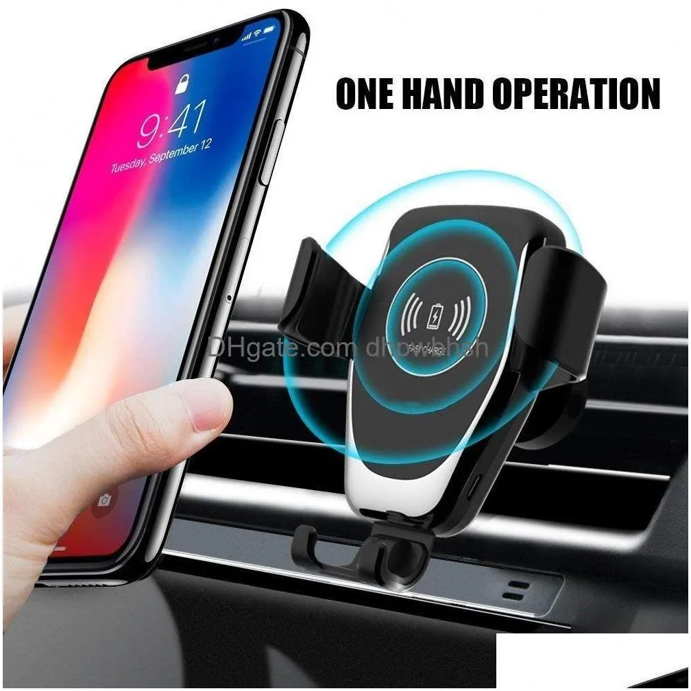 Billaddare Matic Qi Wireless Mount för telefon XS MAX XR X 8 10W Fast Charging Holder S10 S9 Drop Delivery Mobiles Motorcyklar Elekt Electr Dhiz3