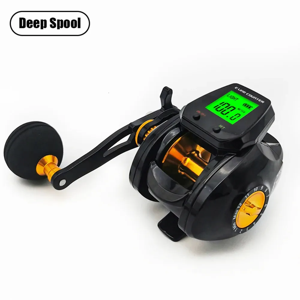 Rechargeable 72 1 Digital Fishing Baitcasting Reel w Accurate Line Counter Large Display Bite Alarm or Carbon Sea Rod 240127