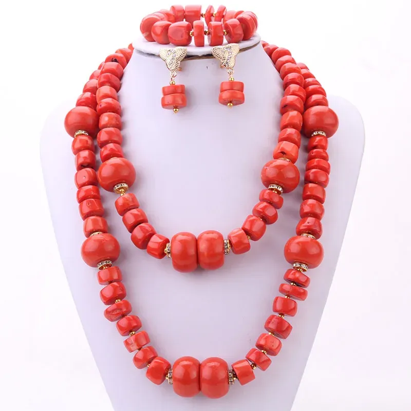 Pärlor 4ujewelry African Bridal Fashion Coral Beads Nigerian Wedding Beads Smyckesuppsättning 2023