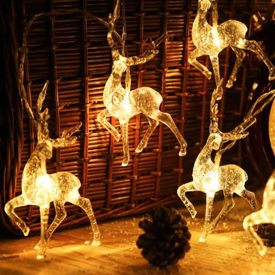 DEER LED String Light Bateria obsługiwana 10 -LED 20LED Reindeer Dekoracja w pomieszczenia