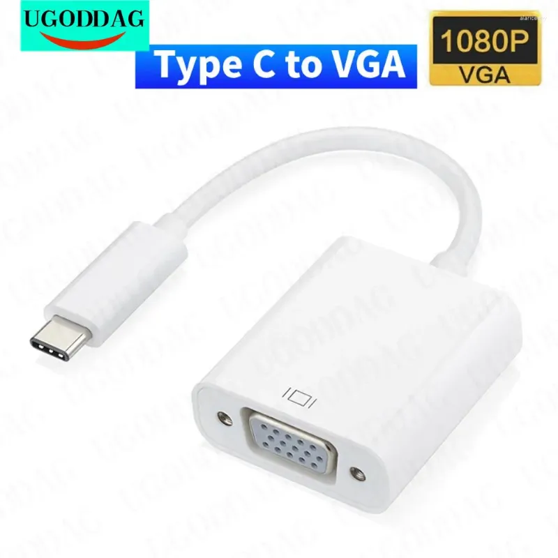 Typ C till VGA-adapter USB 3.1 Typ-C-anslutning Mannkabeladapter 1080p HD för MacBook Pro Samsung Galaxy S9