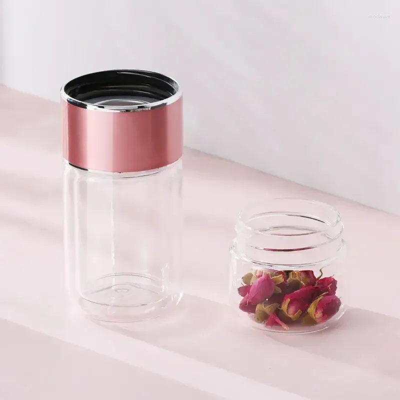 Water Bottles Ins Style Double Wall Glass Infuser Filter Easy To Carry Tea Separation Tumbler Cup Drinkware Travel Mug