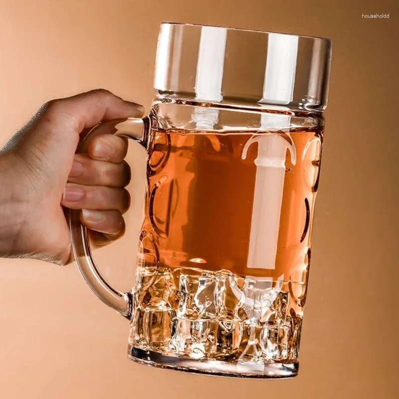 Mugs 500ML/1L Transparent Beer Mug Plastic Unbreakable Drinking Cup Milk Juice Barware For Home Party Bar KTV Drop