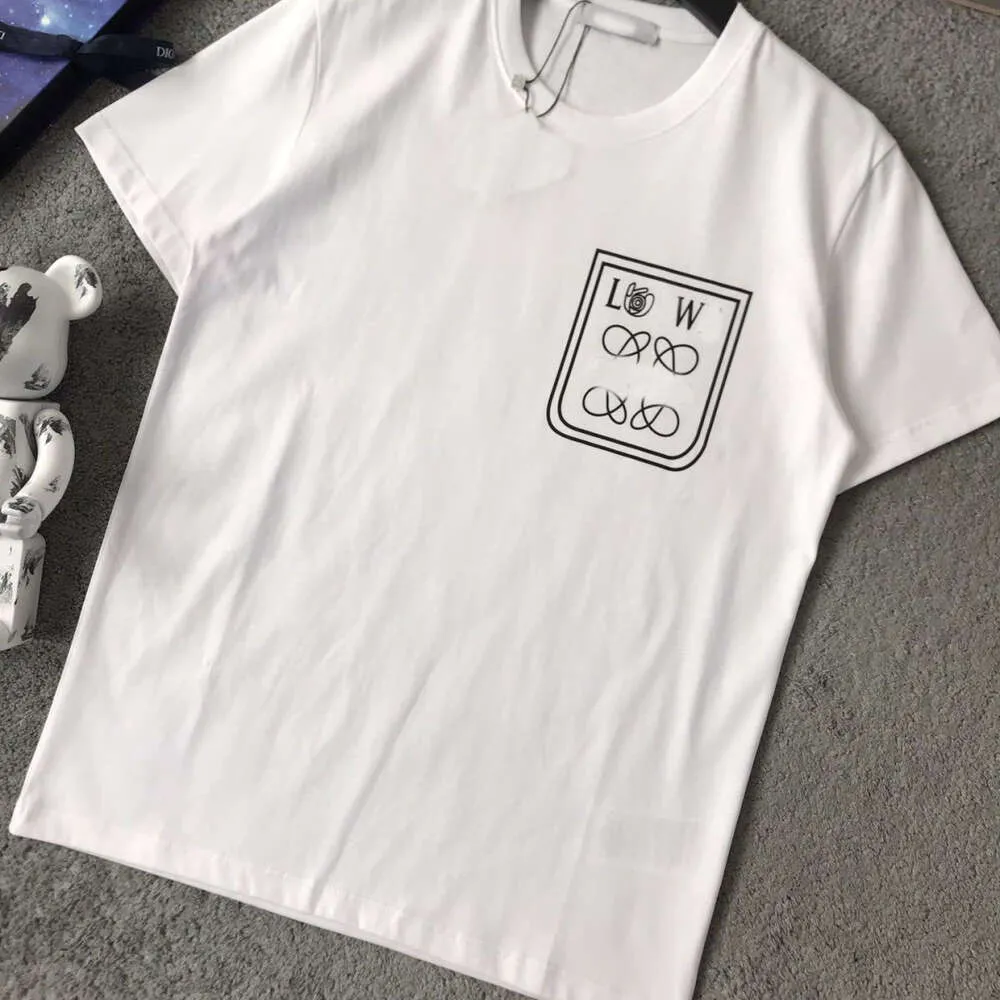 Designer Mode Casual Loes Classique 2022 Été Nouveau Bouclier Lettre Imprimer Européen Polyvalent Col Rond Manches Courtes Pur Coton Couple T-shirt Tee pour Hommes et Femmes