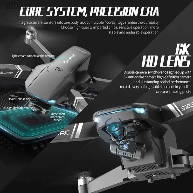 ドローンNew S189 Pro RC Drone Professional GPS 5G WiFi 3 Axis Gimbal with 6K HD Camera FPV RC折りたたみ式ブラシレスクアッドコプターRCドロンおもちゃYQ240129