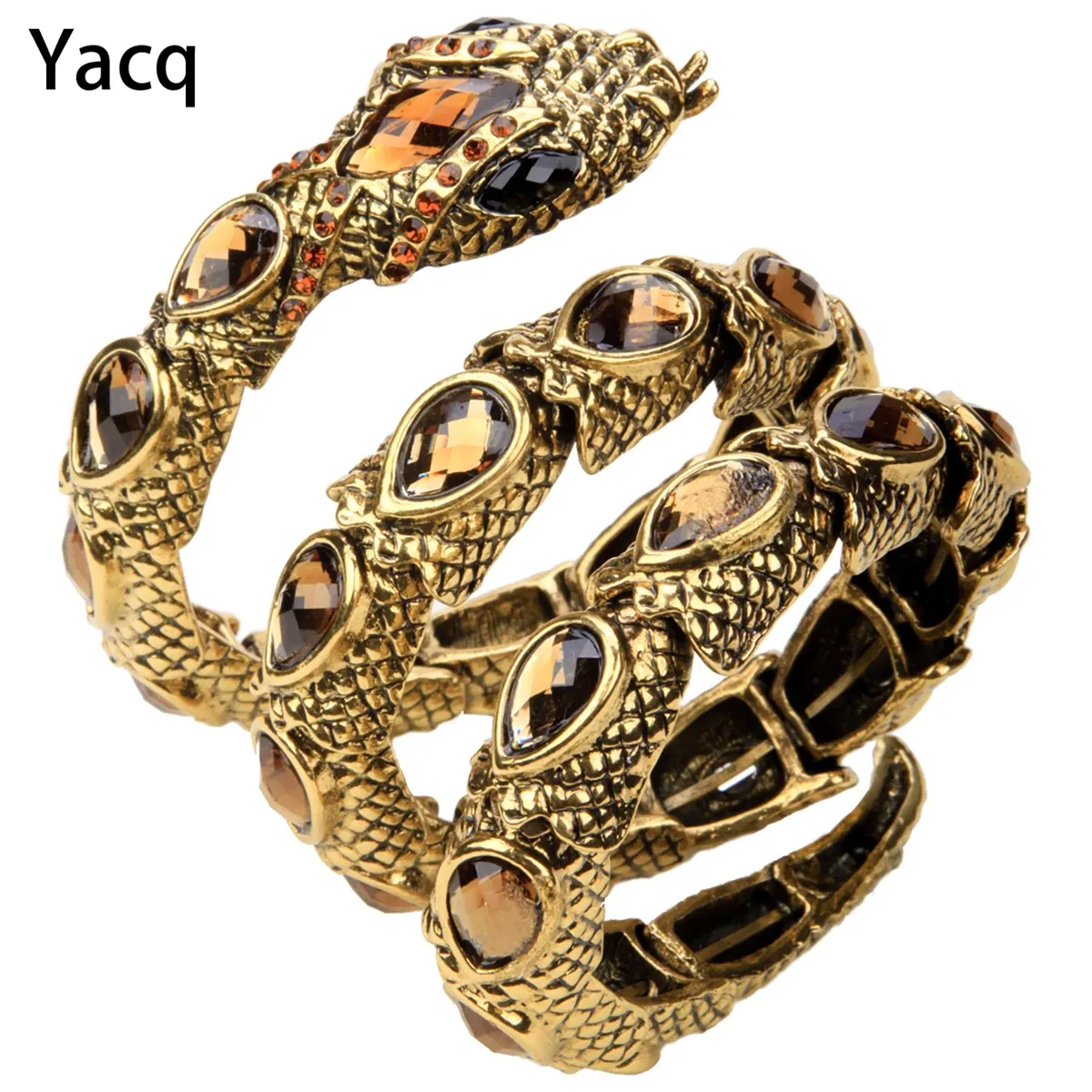 Bangles YACQ Stretch Snake Pulseira Armlet Braço Cuff Mulheres Punk Rock Cristal Bangle Jóias Ouro Prata Cor Dropshipping A32