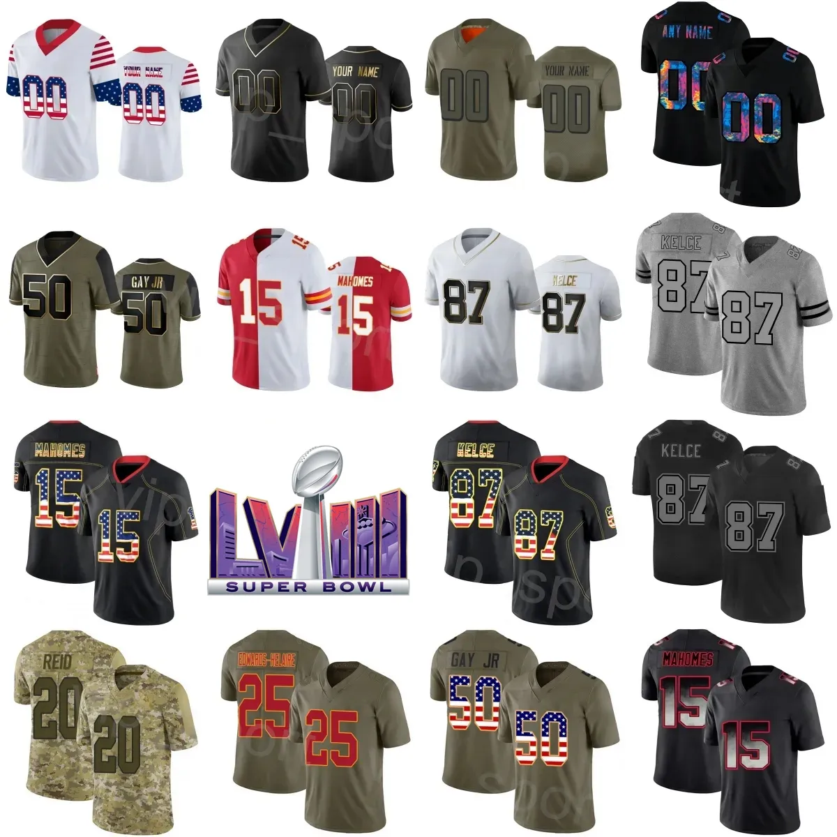 2024 Super Bowls Football 10 Isiah Pacheco Jerseys 25 Clyde Edwards-Helaire 1 Jerick McKinnon 15 Patrick Mahomes 32 Nick Bolton 38 LJarius Sneed Willie Gay QiuZhang