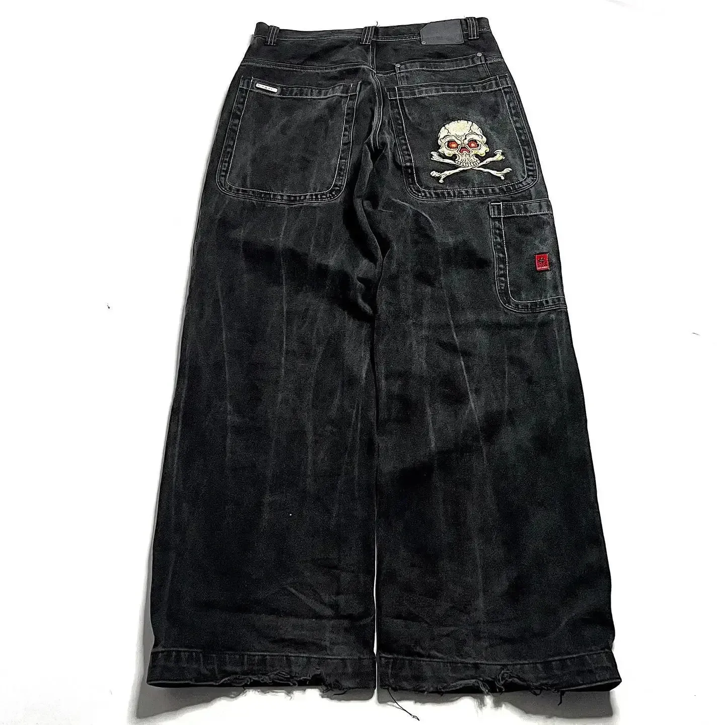 Y2K American Restore Ancient Ways jeans Harajuku Hip-hop Skull Graphic Embroidery Loose Jeans Gothic High Waist Wide Pants Women 240122