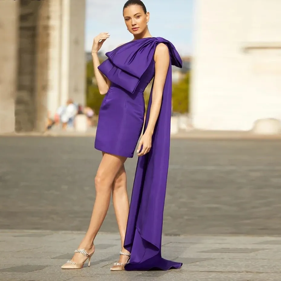 open lace back dress Violet Sheath One Shoulder Sequins Homecoming Dress with Sleeve Lavender / 6 main image 0