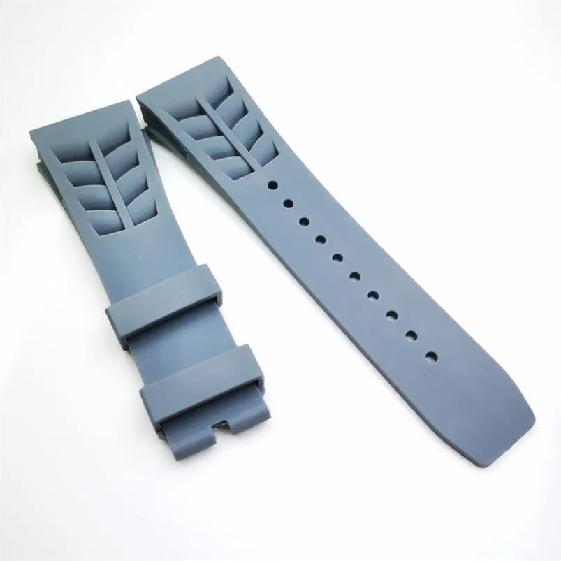 Bracelet de montre gris 25mm 20mm, fermoir en caoutchouc pour RM011 RM 50-03 RM50-01223W