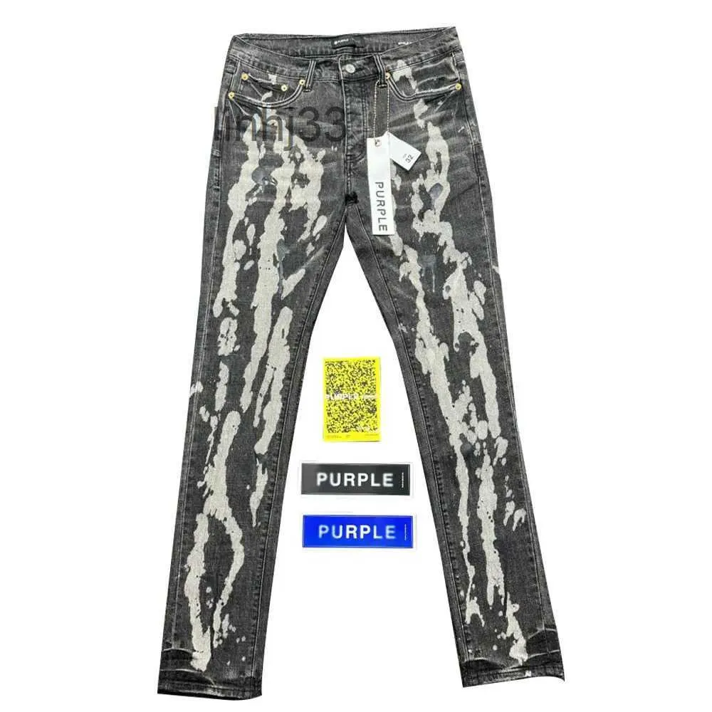 Jeans pour hommes Purple Brand Low Rise Skinny Jean P001 Black Spill Bleach Paint 231129AUSK