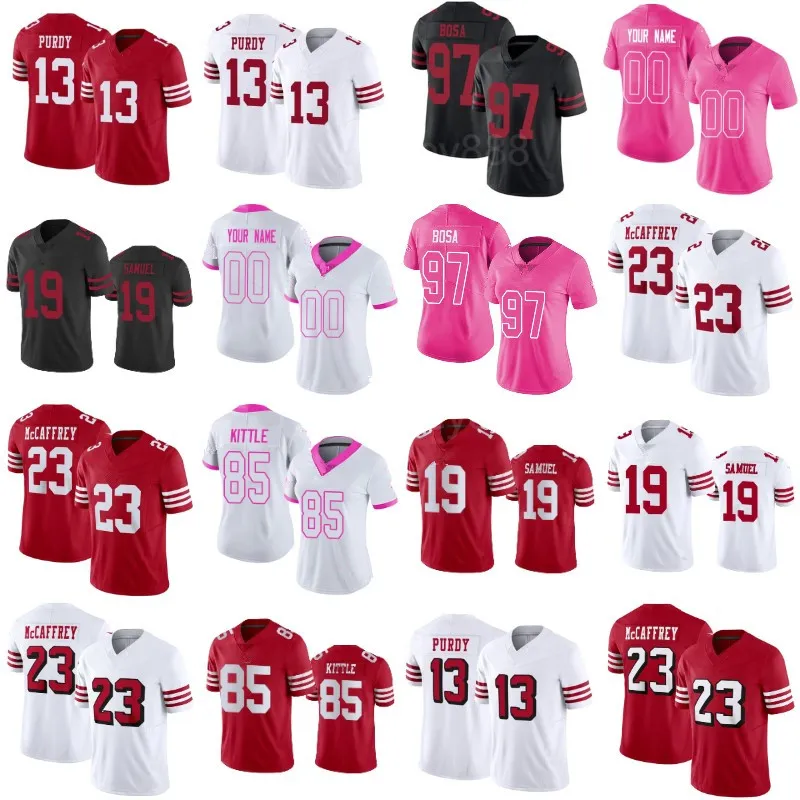 Christian Mccaffrey Deebo Samuel Brock Purdy camiseta de fútbol Nick Bosa George Kittle Patrick Willis Fred Warner Jerry Rice Talanoa Hufanga Jack Moody Brandon