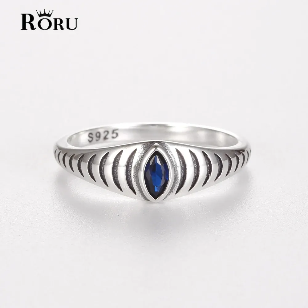 Necklace Classic Blue Horse Eye Zircon S925 Sterling Silver Fine Jewelry Ring for Female Women Men Couple Trendy Finger Rings Party Gifts