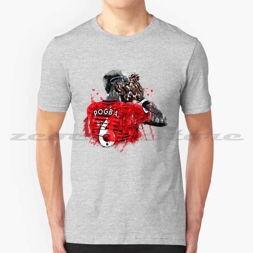 T-shirt da uomo Paul Pogba 6 100% cotone Uomo e donna T-shirt morbida alla moda Manu Soccer Celebration Football Paul Pogba Illustrazione Paul Pogba