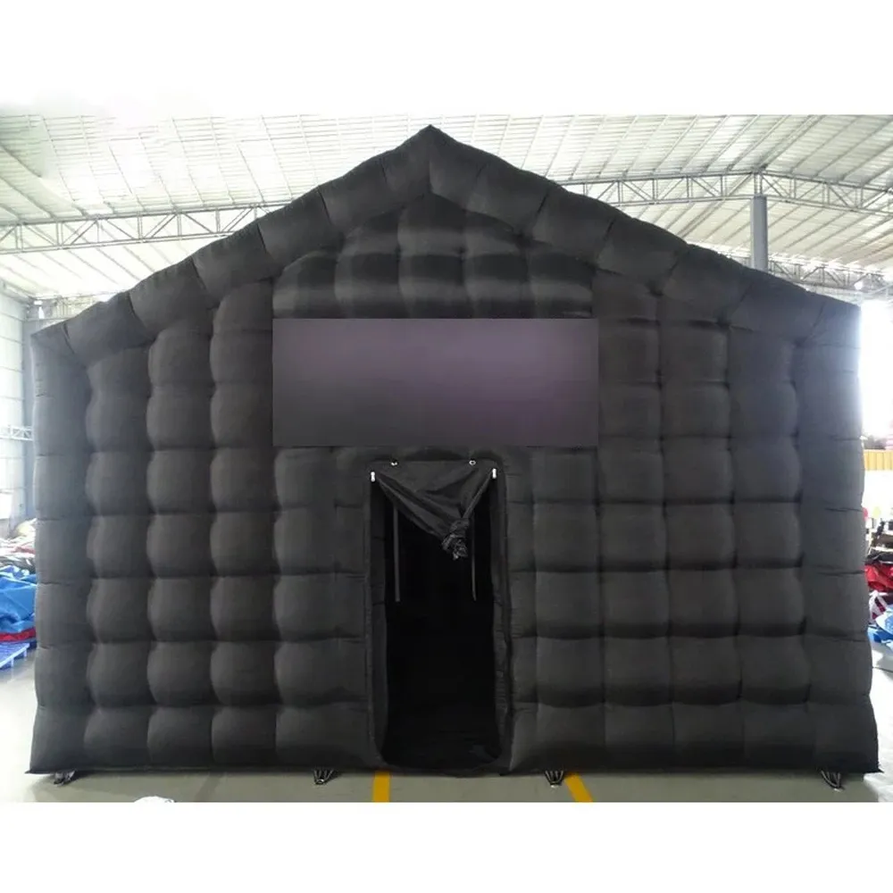 Atacado gigante personalizado portátil preto inflável discoteca cubo festa barra tenda iluminação clube noturno para discoteca evento de casamento com ventilador 001