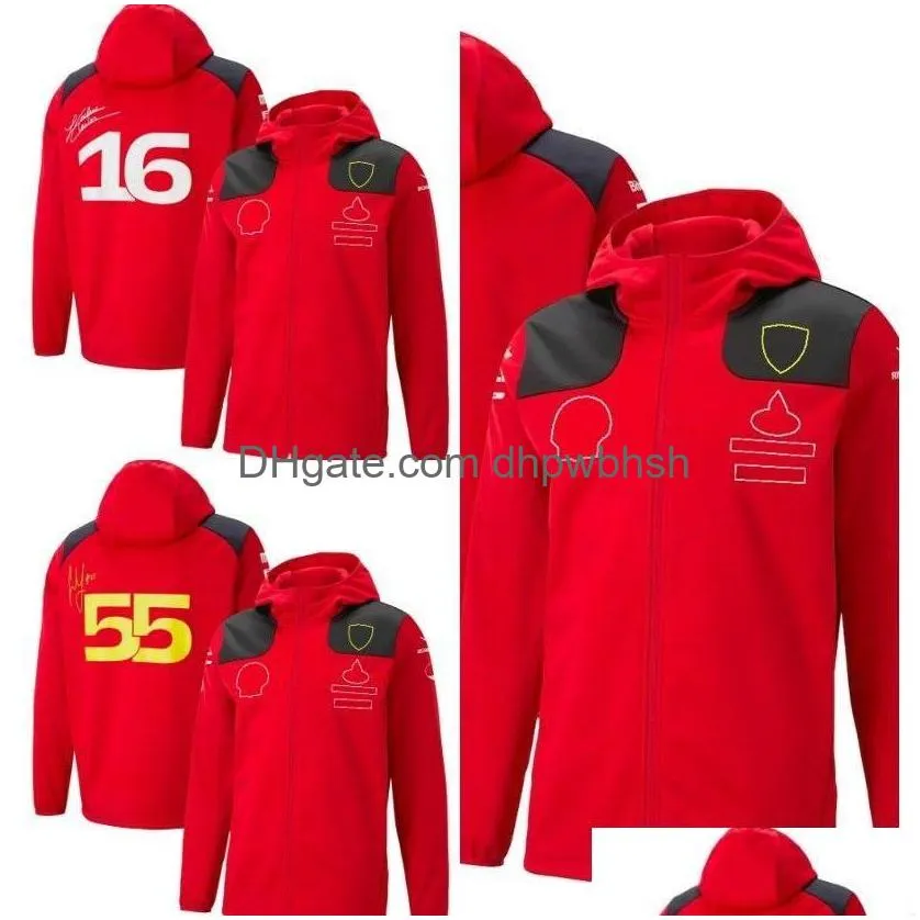 Motorcykelkläder 2023 Forma 1 Hoodie Jacket F1 Team Red SoftShell Officiell webbplats Samma racingfan Zipper Jackets Autumn Winter Dr Dhwny