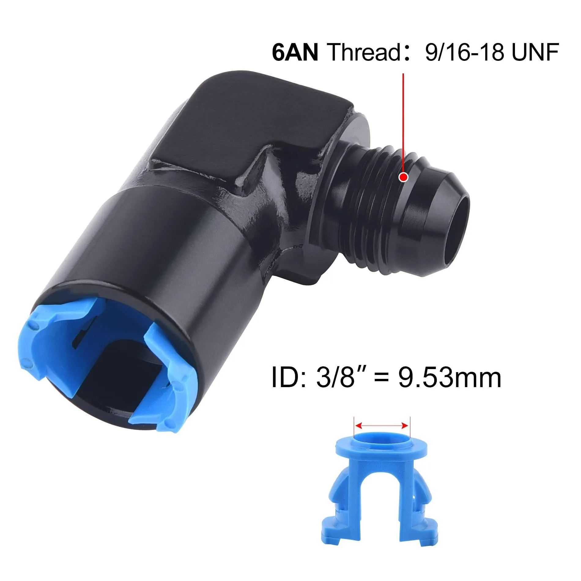 Złączki 6AN do 3/8 EFI Złączenie dla silnika LS P Szy Quick Disconnect Fempon 90 stopni AN6 9/16-18 9,5 mm twardego paliwa FIL Dhwak