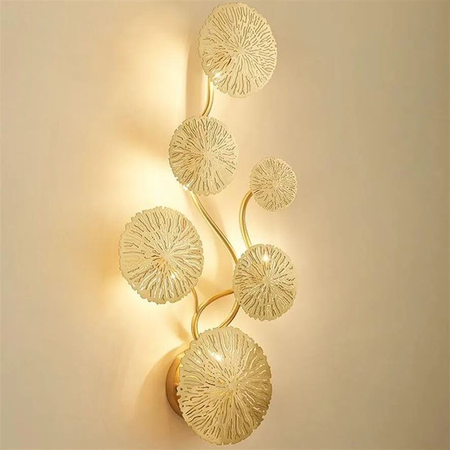 Inomhus vardagsrum dekoration vägglampa med g4 led glödlampor sovrum sovrum belysningslampa fixturer lotus blad form vägg sconce myy199s