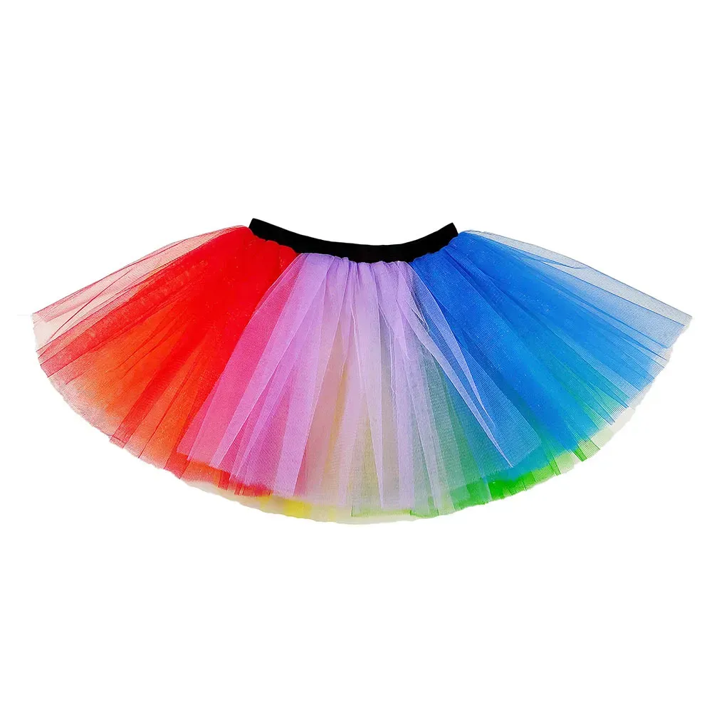 Girls Tutu Skirts Rainbow Ballets Kids Clothes Fancy Pettyskirt Running Sports Fashion Stage Dance Wear Costume Summer Tulle Princess Mini Dress B8216
